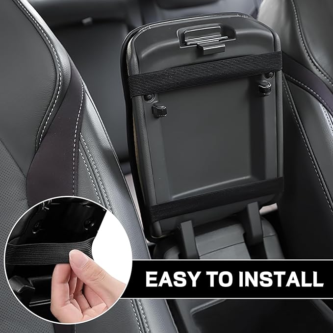 Car Center Console Cushion Pad, 12.72"×7.52" Leather Waterproof Auto Armrest Seat Box Protector, Car Center Console Cover, Universal Interior Decor Car Accessories for SUV Truck (Black)