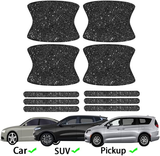 BetterJonny 10PCS Crystal Protector, Rhinestone Stickers Bling Scratch Protector for Women & Girls (Black)