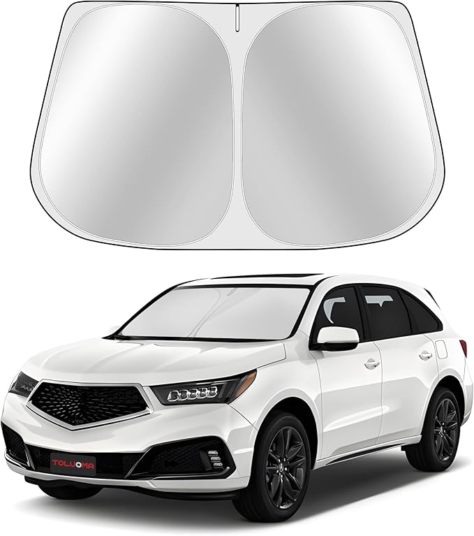 Toluoma Custom Fit Windshield Sun Shade for Acura MDX 2014-2020 - Full Coverage, 210T Reflective Fabric, Double-Layer Design - Blocks 99% UV Rays, Keeps Car Cool, Easy to Install and Store