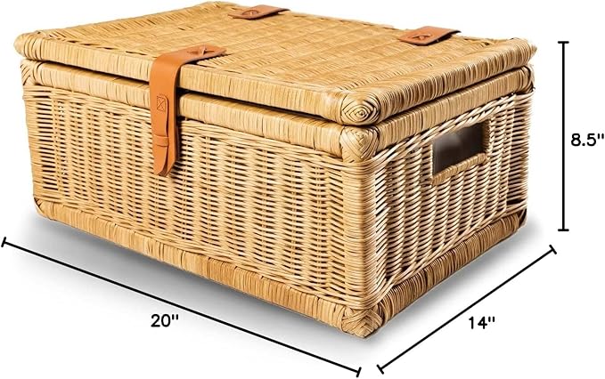 The Basket Lady Covered Wicker Storage Basket Nested Set of 2 Sandstone