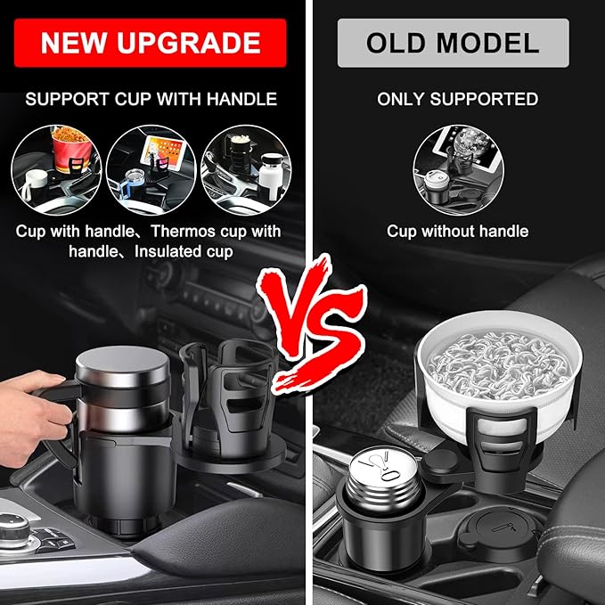 Cup Holder Expander for car 2 in 1 Multifunctional Car Cup Holder Extender Adapter with Adjustable Base Compatible with Hydro Flask, Yeti, Nalgene, 32/40 oz Large Bottles Drinks Mugs
