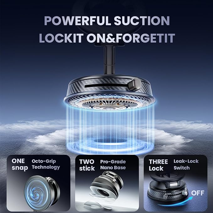 UEEMEE Vacuum Magnetic Phone Holder for Car, Magsafe Car Mount 360 Adjustable Vacuum Suction Cup, Phone Mount for Car Accessories/Windshield/Mirror/Kitchen/Gym for iPhone 17 Pro Max 16 15 14 13