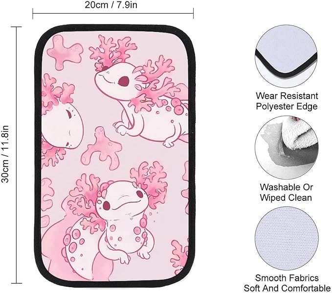 Axolotl Car Center Console Cushion Pad,Waterproof Armrest Seat Box Cover Protector,Comfortable Car Decor Accessories Fit for Most Cars, Vehicles, SUVs