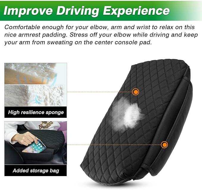 Shademax Center Console Cover Toyota RAV4 2019-2024 2025 Armrest Cover Cushion Pad for Toyota RAV4 Accessories PU Leather Armrest Seat Box Protector with Pockets Storage Bag