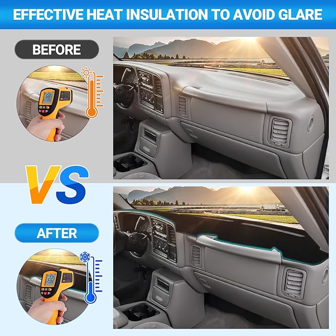 Dashboard Mat Compatible with 1999-2006 Chevy Silverado Tahoe Avalanche Suburban GMC Sierra Yukon Interior Dash Accessories Protecter Cover