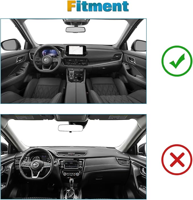 x xotic tech Center Console Dashboard Mat Pre-Cut Non-Slip Sunshield Sun Glare Protector Dash Carpet Pad Black Cover Compatible with Nissan Rogue 2021 2022 2023 2024 2025 2026