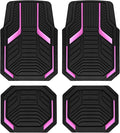 PIC AUTO Heavy Duty Rubber Floor Mats, Pink Aluminum Film Car Mats Set, Front and Rear Car Mats with Anti-Slip Backing, All Weather Protection, Trim-to-Fit for Automotive SUV, Sedan, Van