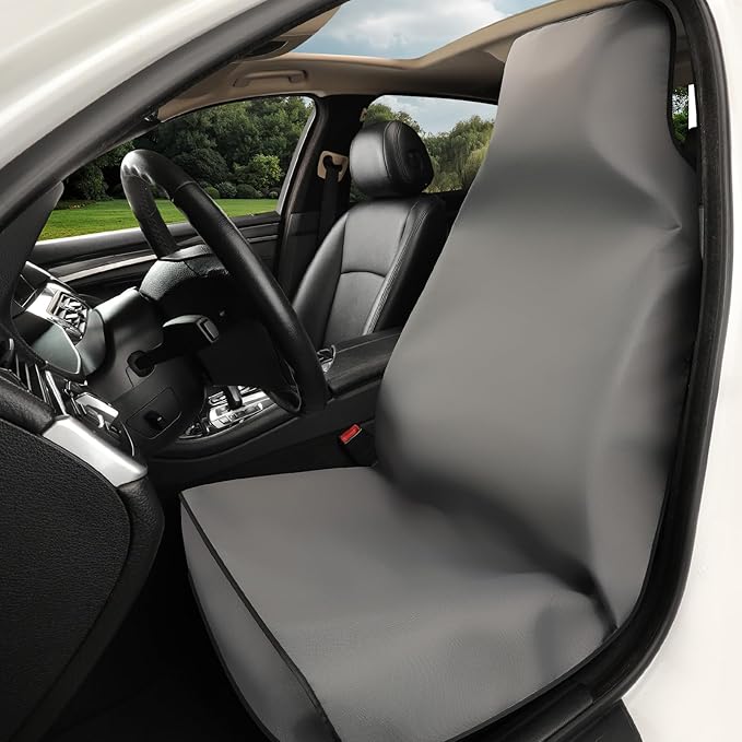 Xokaimeo Waterproof Front Seat Covers Grey - Washable Front Car Seat Protectors with Anti Slip Bottom - Durable Auto Seat Cushions Universal Fit for Vehicles Cars SUV Trucks