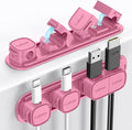 6 Pack Magnetic Cable Clips [1s Open/Lock], Laitver Cord Organizer Holder Strong Adhesive Desk Cable Management- Organize Charging Cords Neatly for Home, Office, Car,Desk, Nightstand-Rose Red