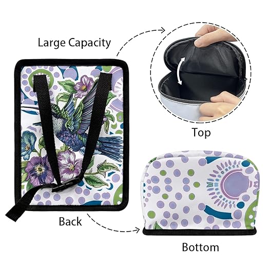 Hummingbird Floral Art Car Trash Can, Colorful Bird Flower Pattern Auto Garbage Bin for Back Seat