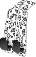 NUGGHU Car Seat Headrest Hook, Universal Leather Cute Hanger Holder Hook, Storage Organizer Interior Accessories for Purse Bags Handbag Black White Cute Butterfly