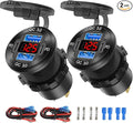 2 Pack 12V USB Outlet 4 Port Car Charger Socket, 78W Dual PD USB C and Dual Quick Charge 3.0 Port Aluminum Charger with Red Voltmeter DIY Kit Waterproof for Car Boat Marine Motorcycle RV Truck, etc