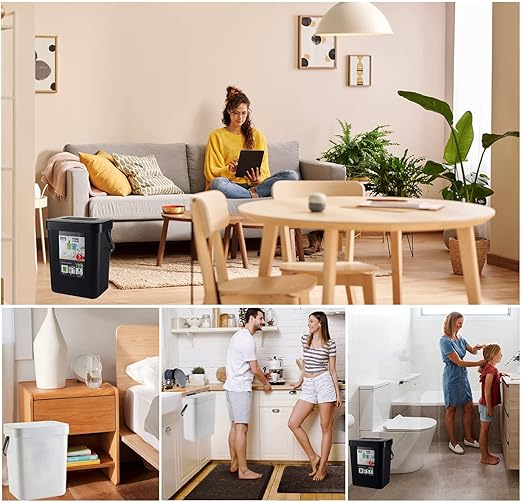 Small Trash Can with Lid Mini Kitchen Hanging Trash Can Tightly Sealed Odor Free, Small Countertop Compost Bin for Scraps from Daily Cooking, Mountable Trash Bin for Kitchen Counter, 5L/1.3 White