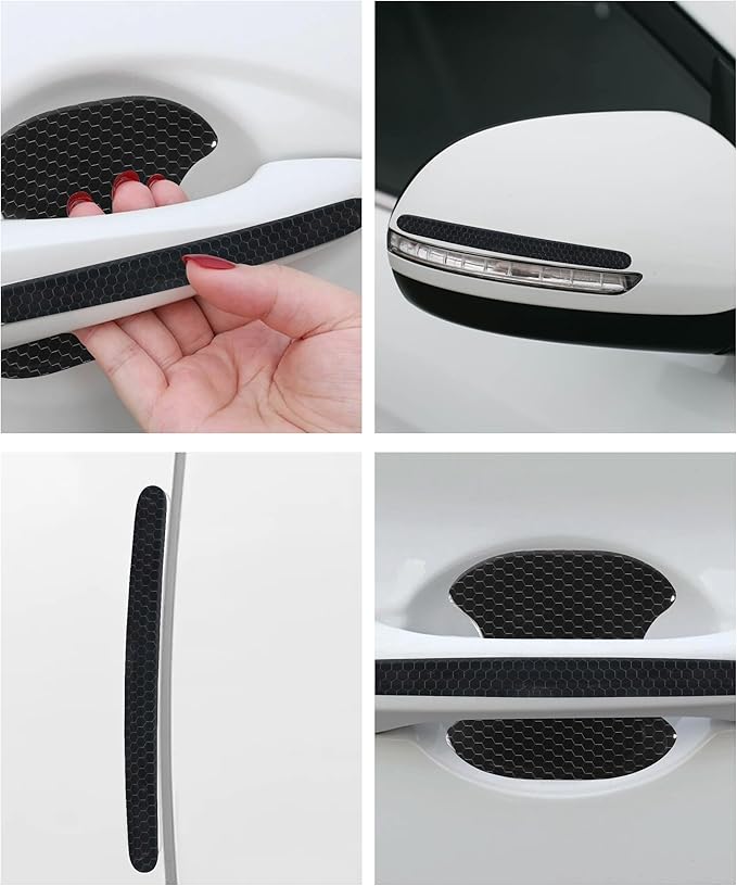 8PCS Car Door Handle Protector,Car Accessories Reflective Anti-Scratch Auto Door Handle Cup Protector,Self-Adhesive Scratch Collision Protection Guard,Fit for Cars,SUVs,Trucks, RVs,Etc (Black)