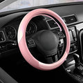 Road Comforts Steering Wheel Cover – Breathable Leather Steering Wheel Cover, Anti-Slip Grip, Universal Fit 14.5” to 15”, Heat & Cold Resistant for Cars, SUVs, and Trucks – Shining Pink & Pink