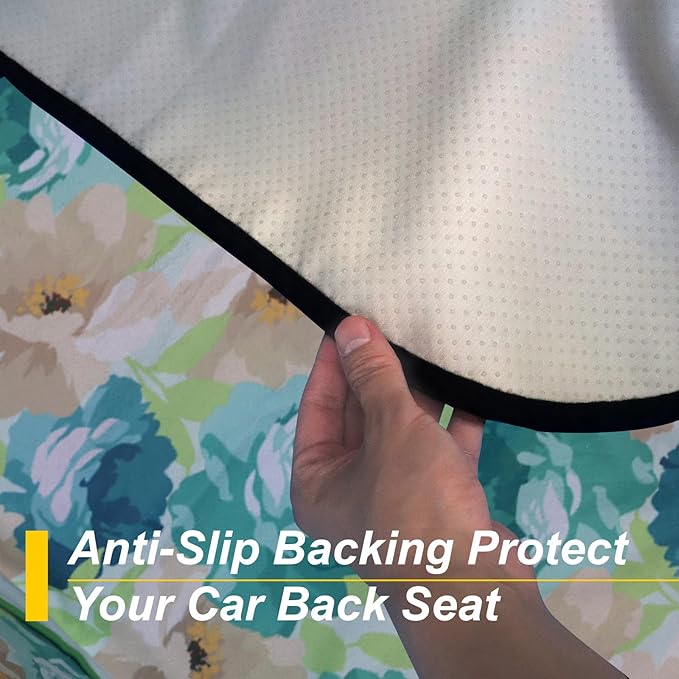 LoyaGour Back Seat Cover for Car Trucks Van SUV,Waterproof Rear Bench Towel Seat Covers for Dogs and Kids,Automotive Backseat Protector (Chrysanthemum)
