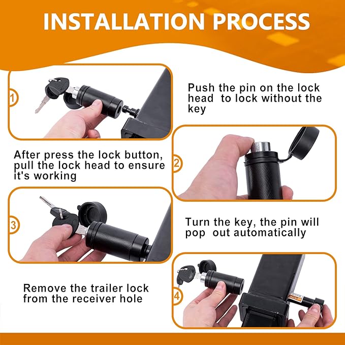 META Hardware Trailer Hitch Locks, 5/8'' Dia and 3-1/2” Long Trailer Lock Fits Class III IV 2" and 2-1/2"Receiver Tubes for Trailer Truck Car and Boat Receiver Lock (2 Pack)