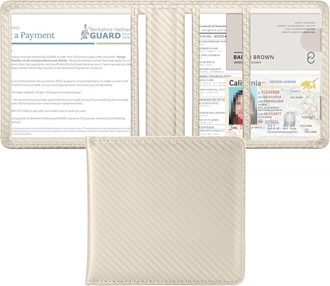 Tavonis Car Registration and Insurance Card Holder，Small Glove Box Organizer for Men and Women，Car and Truck Driver License, Documents, Card Storage Accessories，White