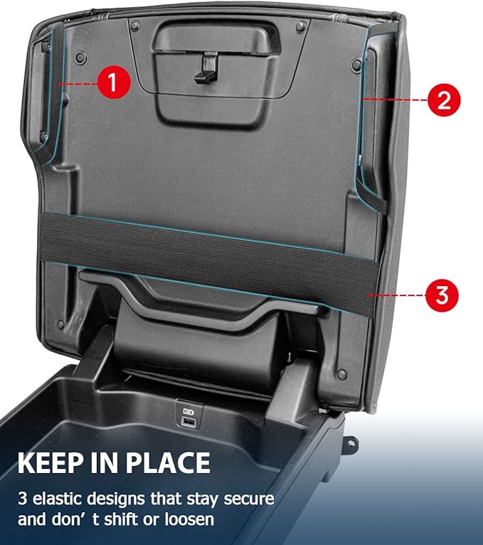 Center Console Cover for 2019-2026 Dodge RAM 1500 2500 3500 Accessories, PU Leather Middle Console Cover Pad, Floor Console Bucket Seat Only, Anti-Scratch, Black