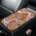 Bulopur Orange Daisy Armrest Cover Car 12.01 x 7.28 Inch Armrest Console Cover Car Center Console Cushion Pad Flannel Protector Vehicle Armrest Cover Vehicle Accessories