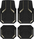 PIC AUTO Heavy Duty Rubber Floor Mats, Gray Aluminum Film Car Mats Set, Front and Rear Car Mats with Anti-Slip Backing, All Weather Protection, Trim-to-Fit for Automotive SUV, Sedan, Van
