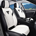 BYXN Car Seat Covers for Jeep Wrangler 2000-2026,Breathable Nappa Leather Car Seat Protector,Front Seat Covers Automotive Seat Cushion with Airbag Compatible(Front Seats,Black-White)