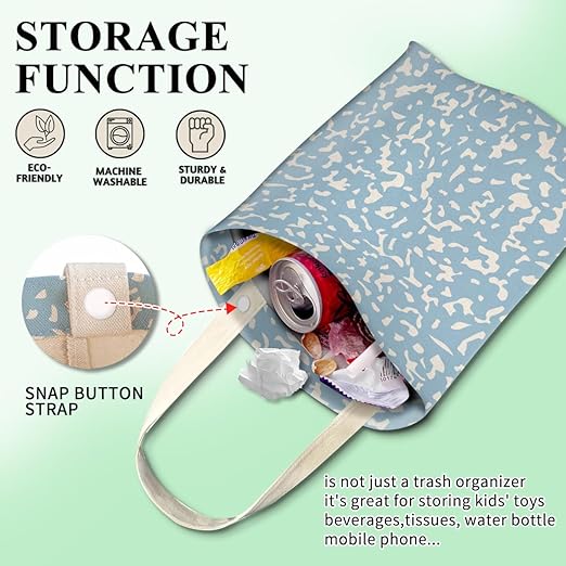 ABUIFDK Car Trash Can, Cute Car Trash Bag, Hanging Car Organizer and Storage Bag, Trash Bin for Car Accessories, Vehicle, Travelling, Camping Cute Blue Dots