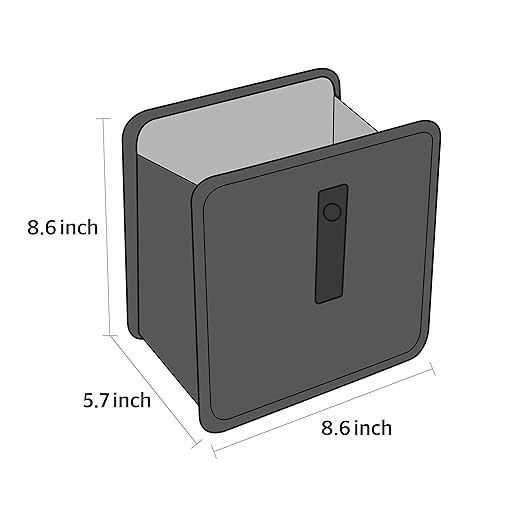 KMMOTORS Jopps Car Trash Can – Compact Foldable Bin with Strap, PU Leather & Oxford, Waterproof, Space-Saving, Simple Modern Design, Mounts on Headrest, Console, Gear Shift (Medium, Gray)