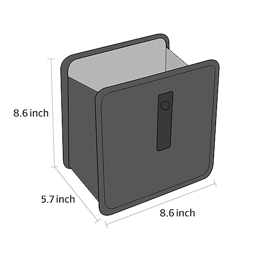 KMMOTORS Jopps Car Trash Can – Compact Foldable Bin with Strap, PU Leather & Oxford, Waterproof, Space-Saving, Simple Modern Design, Mounts on Headrest, Console, Gear Shift (Medium, Beige)
