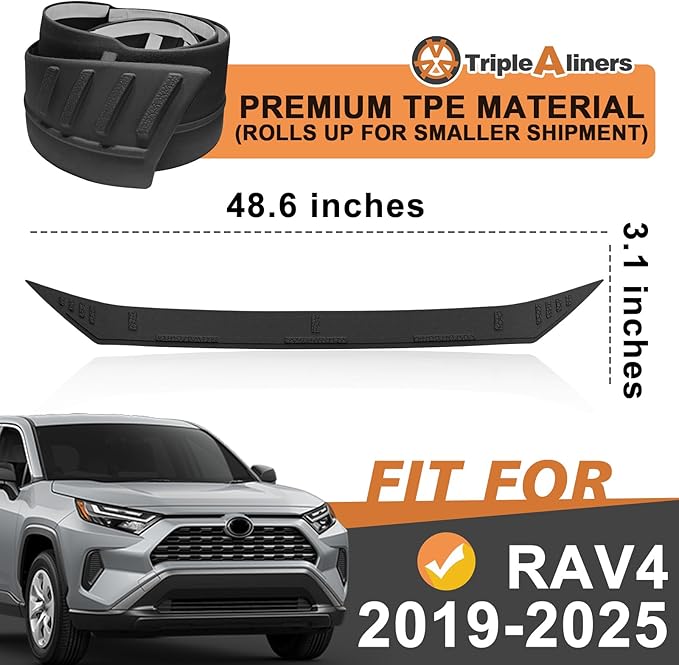 TripleAliners Hood Deflector Protector Compatible with 2019-2025 Toyota RAV4 Accessories Hood Protector TPE Bug Deflector Shield Replacement for RAV4 2025 2024 2023 2022-2019