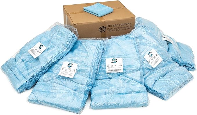 The Rag Company - Car Wash Towel - Professional Microfiber Auto Detailing and Drying Towels, Lint-Free, Streak-Free, Great for General Cleaning, 320gsm, 16in x 27in, Light Blue (Wholesale Case of 125)