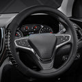 West Llama Nappa Leather Car Steering Wheel Cover Gel Massage,Cool in Summer,Universal 15 inch(Black-Standard Size)
