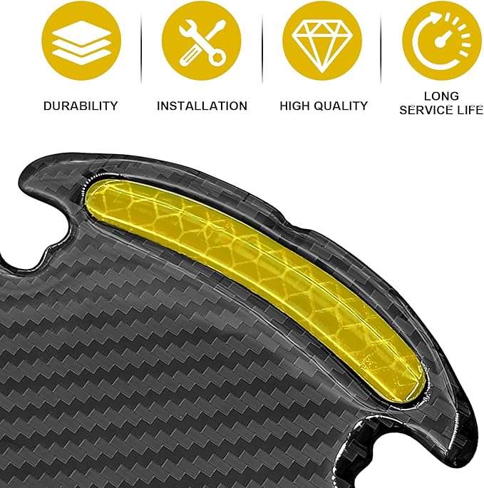 8PCS Universal Car Door Handle Protector Sticker - 3D Carbon Fiber Anti-Scratch Cover, Self-Adhesive & Non-Marking Reflective Safety Strips, Paint Protection Film (Orange)