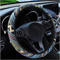 Ethnic Style Coarse Flax Cloth Automotive Steering Wheel Cover Anti Slip and Sweat Absorption Auto Car Wrap Cover (L, 14.5''-15'')