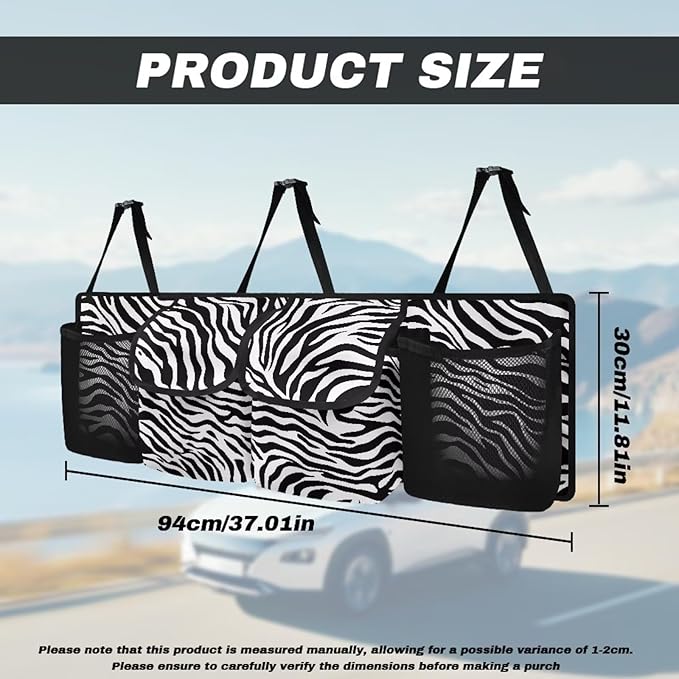 Trunk Organizer for Car, Car Organization Accessories Black Zebra Print Car Trunk Organizer for Sedan,Truck,Van, Frees Trunk Floor, Sturdy Space Saving Expert