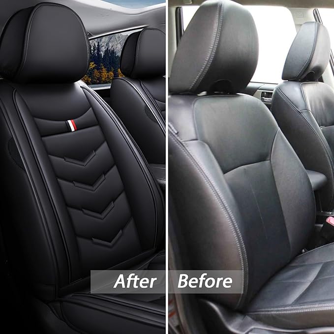 MVRVMV Leather Car Seat Covers for Ford Escape 2005-2026, Wear-Resistant & Anti-Slip Seat Cover (2 Seat Standard, Black)