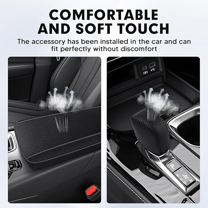 Autorder 2PCS Center Console Cover for 2023 2024 2025 Lexus RX350/RX350h/RX450h+/RX500h Accessories Gear Shift Knob Cover Anti-Scratch Leather Armrest Cover&Shift Knob Cover