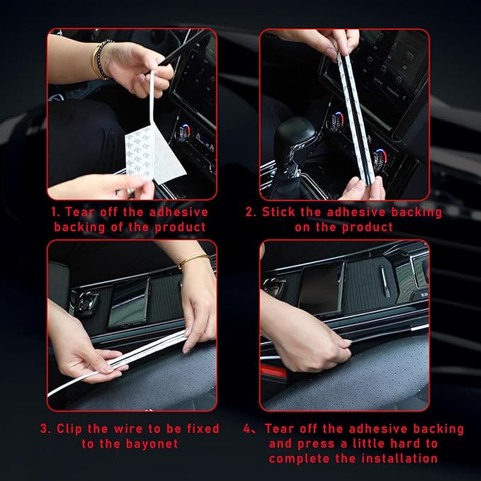 Augeny 4PCS Car Concealed Wire Sleeve, Self-Adhesive Tubing Cable Hidden Protector, Auto Split Sleeving Wire Cord Organizer, Black Soft PVC Cable Sleeve for USB, Audio & Video Line