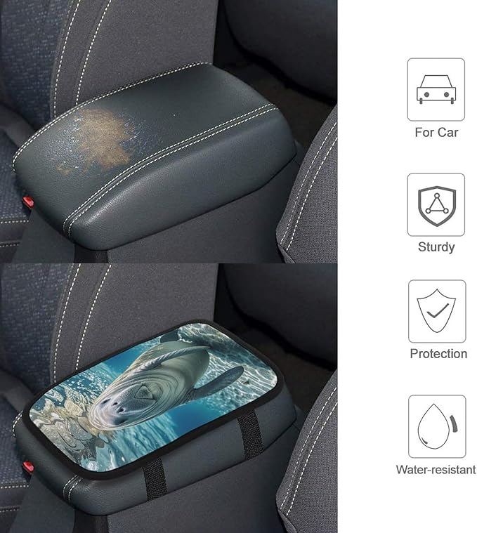 Ocean Animal Manatee Car Center Console Cover Universal Waterproof Cars Armrest Cover Center Console Cushion Cars Armrest Cushion Middle Console Cover Protector Pad for SUV Truck Vehicle