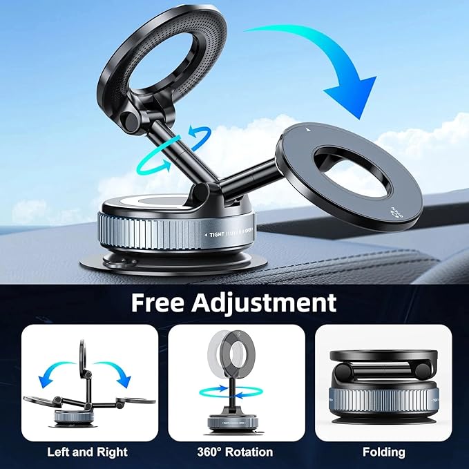 Upgrade Vacuum Magnetic Phone Holder for Your car,106 LBS Extra Strong Suction Cup N52 3800 Gauss Magnet Phone Mount for Cell Phone Holders for Your Car - Gym - Mirror for iPhone