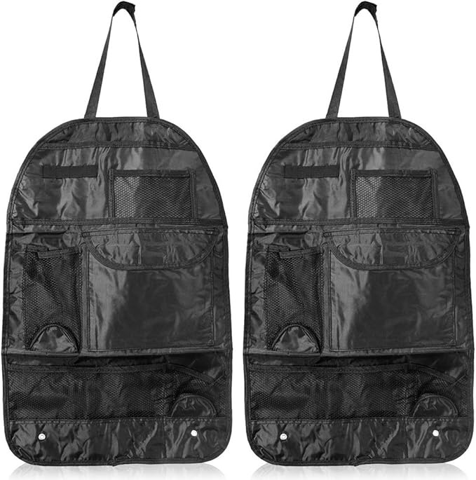 2 Pack Car Backseat Organizer Kick Mats Storage Bag Tablet Holder Kids Toys