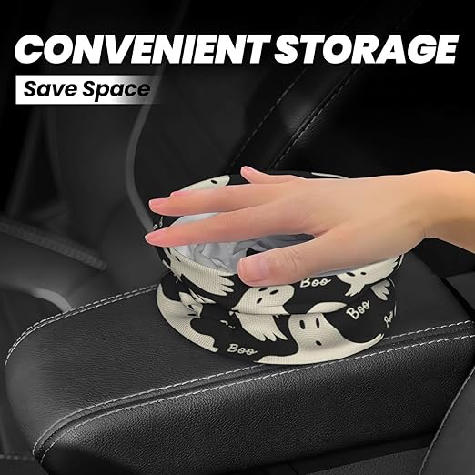 YANGDADA Ghost Pattern Car Trash Can Small Portable Car Garbage Bag for Back Front Seat RV's Camping Accessories