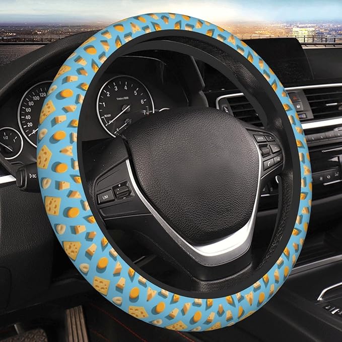 Neoprene Steering Wheel Cover Cheese Pattern Car Steering Wheel Cover Universal Fit for Most Cars