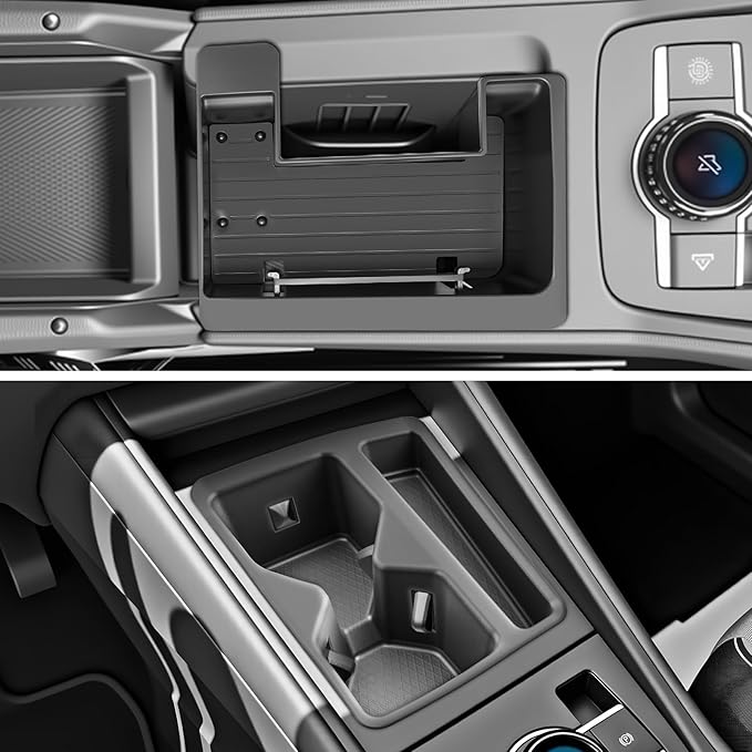 SKTU 2-Pack for 2025 2026 VW Tiguan Center Console Organizer for 2025 2026 Volkswagen Tiguan Front Console Tray Cup Holder VW Tiguan 2025 2026 Accessories Durable ABS & Anti-Slip Console Tray Cup Pad