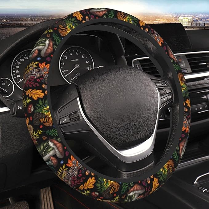 Wetland Fern Neoprene Steering Wheel Cover for Men Women Anti-Slip Elastic Steering Wheel Protective Cover 15in Universal Car Accessories Fit Cars, SUVs, Auto