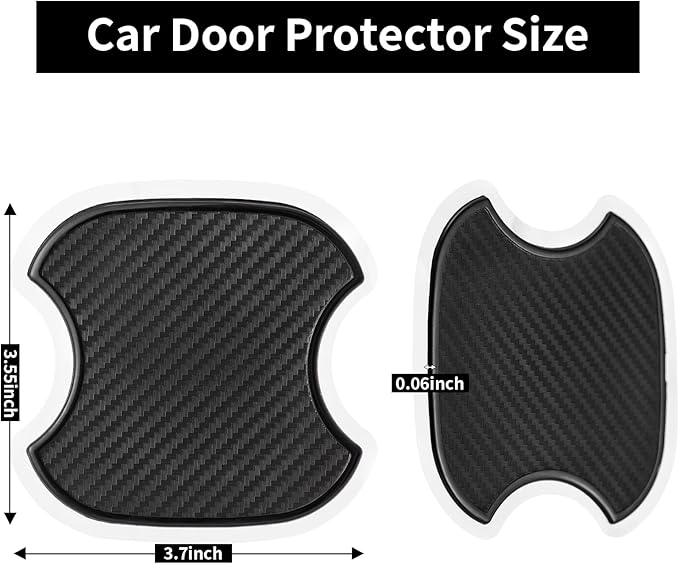 4 PCS Car Door Handle Scratch Protector Sticker, 3D Black Carbon Fiber Anti-Scratches Car Door Handle Cup Protector, Universal Device Fit for Most Cars