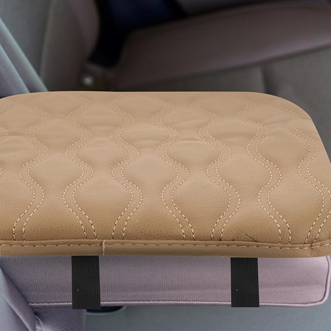 Car Center Console Armrest Cushion Pad Memory Foam Auto Armrest Cover for Fit Stylish Beige Protection Scratch and Damage Resistant