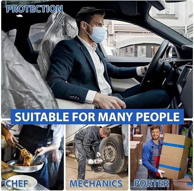 JESUNK 200 Pieces Disposable Seat Covers, Car Disposable Universal Plastic Seat Covers for Airplane Seats, Salon Chairs, Restaurant Seats, Bus Seats & More