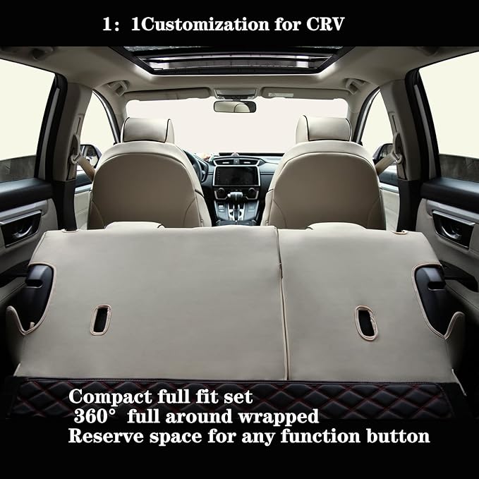HKZ Fit CRV Car Seat Covers Full Set for Honda CR-V 2015 2016 CRV Sport;EX;EX-L;LX;Touring;Special Edition AWD/2WD - Leather (Beige)