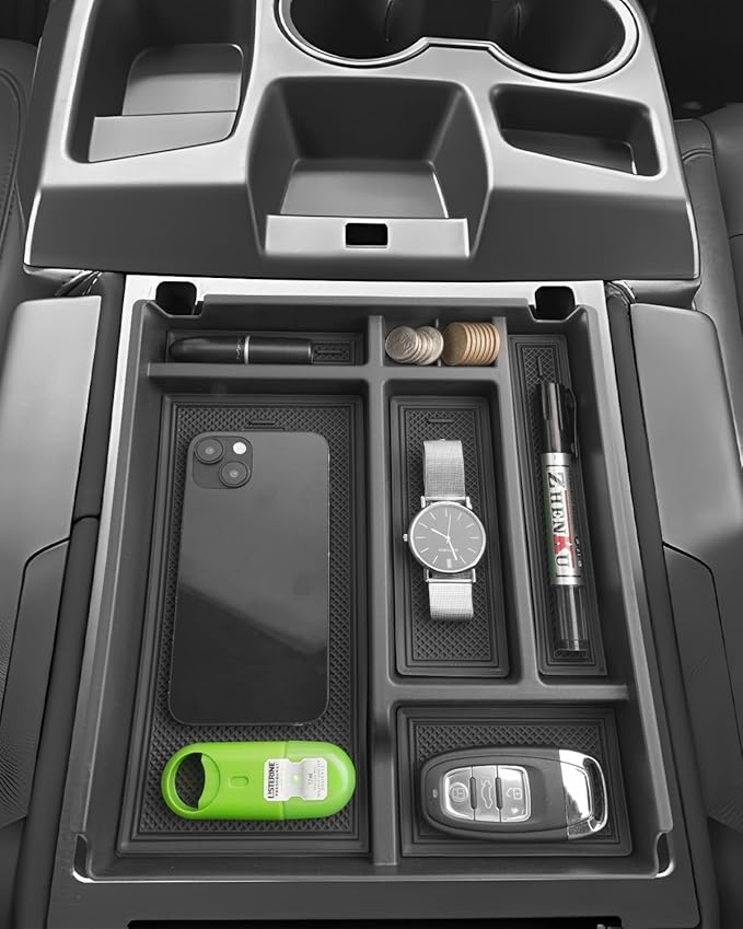 ASZSK for 2019-2026 Chevy Silverado/Sierra 1500& 2020-2026 Silverado 2500HD 3500HD (Split-Bench Folding Seat) Center Console Upper Center Console Organizer ABS Materials